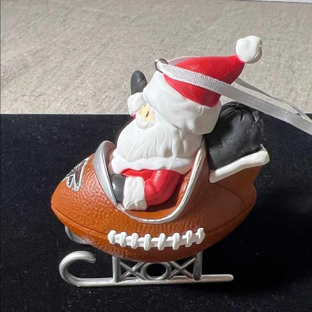 Falcons Santa Sleigh Ornament - Red, Brown, Silver by Hallmark. KK573 - Picture 3 of 6